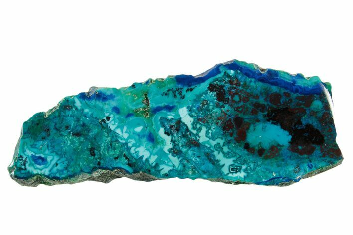 Vibrant Chrysocolla and Shattuckite Slice - Mexico #383747